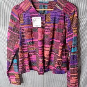 Elana Kattan Art to Wear Jacket L Pink Purple Textured Made‎ USA